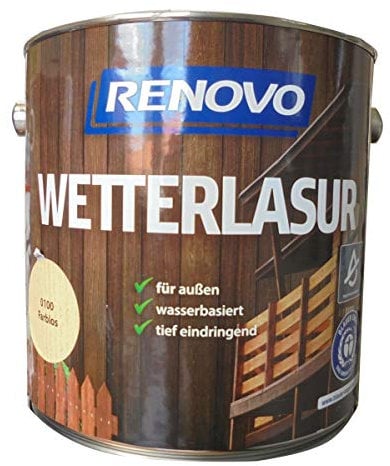 Renovo 4Ltr, Wetterlasur 0100 Farblos, Wasserbasiert, für Außen