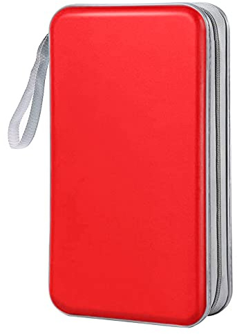 Bivisen CD Case Wallet, 80 Capacity DVD VCD Media Blu-ray Case Wallet Holder Storage Organizer (Red)