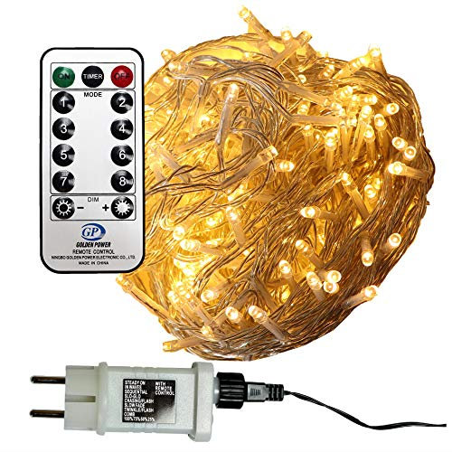 Gartenpirat Lichterkette 960 LED warmweiß 76 m Kabelfarbe transparent außen innen Weihnachtsbeleuchtung Timer Fernbedienung 8 Programme Dimmen