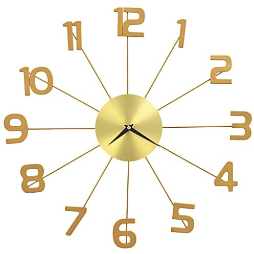 vidaXL Wanduhr Makelloses Design Analog Uhr Dekouhr Küchenuhr Wohnzimmer Bürouhr Designuhr Wohnzimmeruhr Wohnuhr Büro Metall 50cm Golden