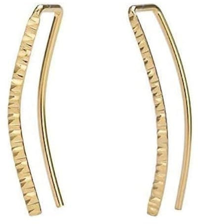 Gold Ear Climber - zierliche gehämmerte Ohr Crawler einfache minimalistische 14k Gold gefüllt Ohr Kletterer(Gold)