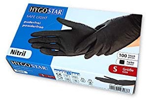 HYGOSTAR Nitril-Einweghandschuhe, Safe Light, Einmalhandschuhe, Untersuchungshandschuhe, Gr. S, 100 Stück pro Box, puderfrei, allergiefrei, unsteril, Einmalhandschuhe, Farbe: schwarz