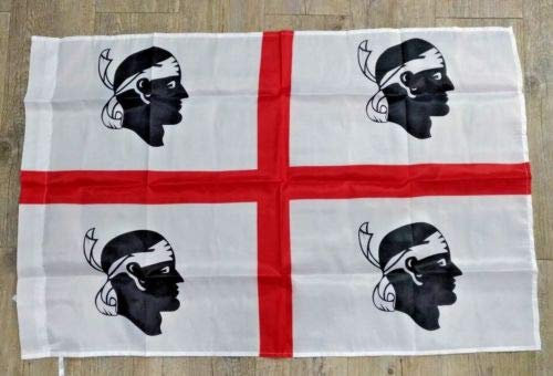 bandiera Sarda 4 Quattro Mori Bianca Sardegna 90x60 Polyester Flag sbendata