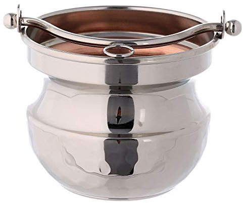 Holyart Weihwasserkessel aus versilberten Messing mit Handgriff 10.5cm hoch