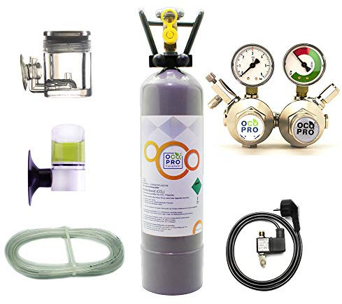 Doppelkammer CO2 Anlage OCOPRO DBL-350 Plus Aquarium mit Nachtabschaltung & VOLLE 2kg Mehrwegflasche