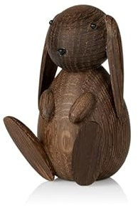 Lucie Kaas Holzfigur in Form eines Hasen, aus geräucherter Eiche hergestellt, Farbe: Natur, Höhe: 9 cm, BU01SOS, Mehrfarbig