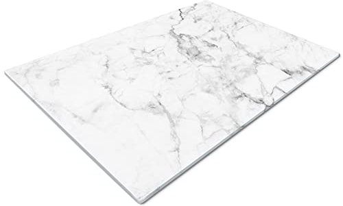 Glass Chopping Board | Kitchen Worktop Protector | Multifunctional Cutting Board | Work Top Savers | Extra Large Chopping Board | White Marble Cool