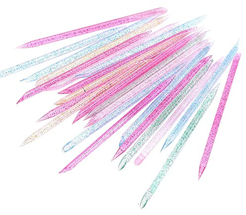 JIHUOO 100 Pièces Bâton Ongle à Deux Extrémités en Acrylique Bâton de Manucure Bâtonnet Cuticule de Ongle Repousse-Cuticules