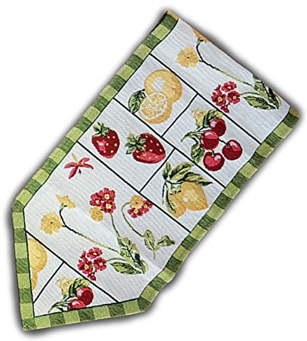 Raebel OHG Tischläufer Gobelin 33x140 cm Läufer Decke Tischdeko Tischdecke Tischdekoration Gewebt (Sommerfrüchte)