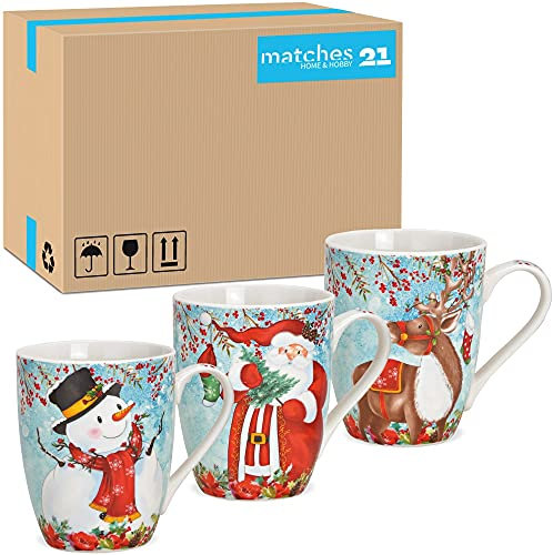 Tassen 36er Set bunte Xmas Dekore - Klassische Porzellan Kaffeebecher als Weihnachtstassen in 10 cm - Motiv Kaffeetassen für Weihnachten spülmaschinenfest und mikrowellengeeignet