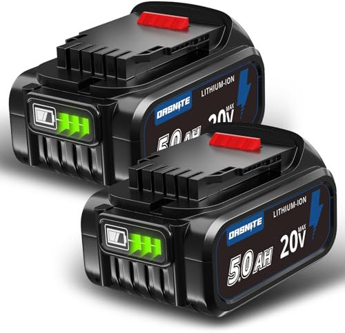 DASNITE 2 Stück 5,0Ah DCB200 Lithium Ersatzakku für Dewalt 18V Akku 20V Max DCB180 DCB181 DCB206 DCB201DCB203 Ersatz für DeWalt Akku 18V DCD/DCF/DCG Serie Elektrowerkzeuge