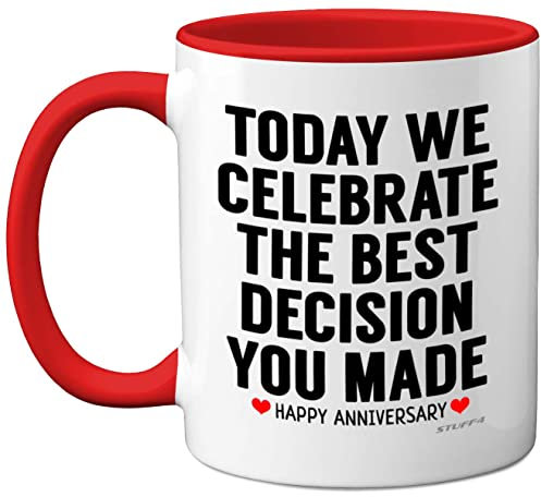 Stuff4 Anniversary Mug for Him Her, Funny Coffee Mug for Men Women, Gifts Girlfriend, Presents Boyfriend, Perfect Anniversary Christmas Valentines Birthday, 11oz Ceramic Red