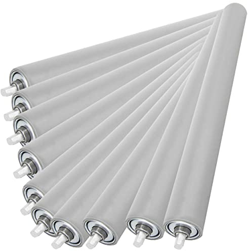 SCHMIDT systemprofile 10x Tragrolle 400mm Ø 42mm Stahl Rollenbahn Untergurtrolle Rolle für Förderband mit Gummiüberzug