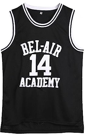Amzdest 90s The Fresh Prince of Bel Air Academy #14 Jersey Shirt for Men and Women, Unisex Basketball Jersey for Theme Party (Black, Medium)
