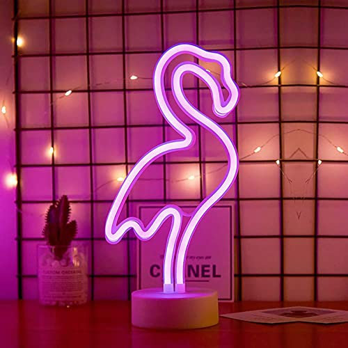 XRR Flamingo Neon Zeichen Lichter Mit Basis - Batterie/USB Betrieben, LED Nachtlicht für Weihnachten, Kinderzimmer, Wohnzimmer, Hochzeit Dekor