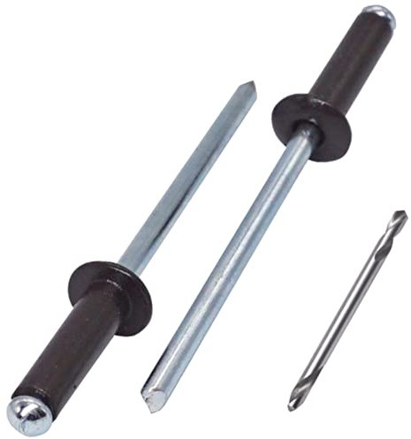 SKIR'CO (350 Stück) Blindnieten lackiert 4,0 x 14 mm, Aluminium Popnieten, Bohrer enthalten (Graubraun RAL 8019)