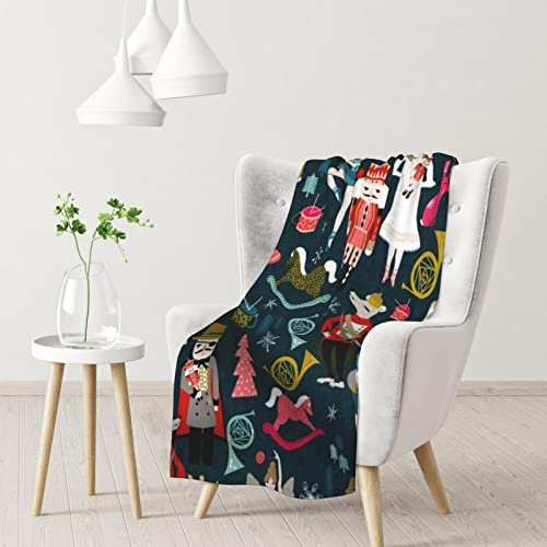 AABSTBFM Nussknacker-Ballett-Weihnachts-Tanz-bedruckte Flanelldecke, superweiche Mikrofaser, warm, flauschige Decke, Geschenke für Couch, Sofa, Wohnzimmer, 76 x 102 cm