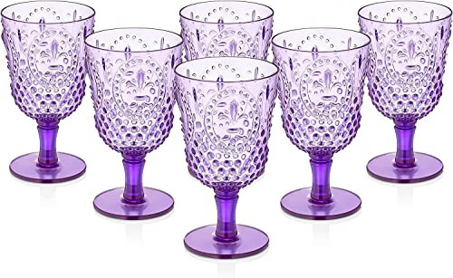 PRISMA - Pack De 6 Copas. 450 ML. COLOR MORADO. Copa de policarbonato, reutilizable, libre de BPA, 450 ml de capacidad