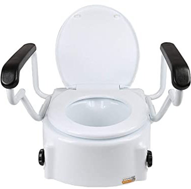 Erhöhter Toilettensitz mit Deckel, Toilettensitzlift, erhöhter Aufsatz mit gepolsterten Griffen, tragbarer Sitz, klappbare Armlehnen, Toilettensitzerhöhung und Sicherheitsrahmen für ältere Menschen