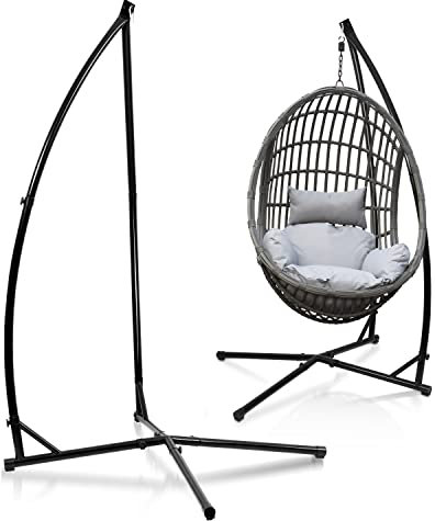 Ansobea Estructura de silla colgante de 150 kg, estructura de metal para silla colgante, soporte para silla colgante con estructura estable, soporte para hamaca para asiento colgante, soporte de tubo
