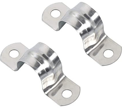 TOP-Vigor 16Pcs 15mm(0.6) Rigid Pipe Strap, 2 Holes Pipe Clips Tube Straps, 201 Stainless Steel U Bracket Pipe Clamps Tension Tube Clip Clamp for Pipe Fixing