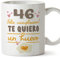 MUGFFINS Tazas 46 Cumpleaños - En Español - Te quiero un Huevo Regalo Amigos Novios Familiares - 11 oz / 330 ml - Regalo original y divertido