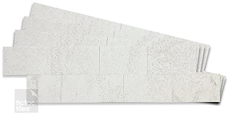 Tic Tac Tiles Peel and Stick Removable Stick On Kitchen Backsplash Bathroom 3D Natural Thin Stone Subway Tiles (4-Sheet) (Light Sand)