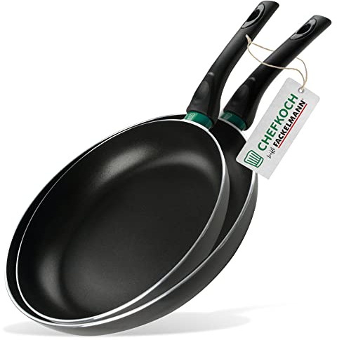 FACKELMANN Chefkoch Bratpfanne Set Ø24 + Ø28 cm Bielefeld mit Antihaft-Beschichtung – Pfannen aus Aluminium: Extra leicht – Für alle Herdarten geeignet (auch Induktion)