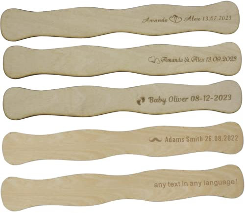 Personalized Custom Lollipop Sticks,Lolly Sticks for Craft Wooden Popsicle Sticks Thick Craft Sticks Ice Cream Sticks,Fan Handle Craft Sticks Wavy Wooden Sticks Craft Sticks (50PCS)