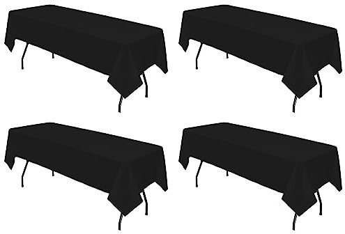 4 Stück Schwarze Tischdecken, Einweg-Tischdecken, abwischbare Party-Tischdecken aus Kunststoff, wasserdichte Party-Tischdecken für Geburtstage, Hochzeiten, Bankette, Weihnachten usw. (137 x 276 cm)