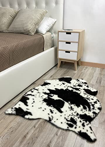 IlGruppone Tappeto Moderno in Finta Pelle Sintetica Artificiale per Soggiorno Camera da Letto Divano a Pelo Corto - Mucca