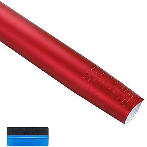 NewL Premium Satin Matt Chrom Ice Metallic Vinyl Folie Auto Folie Aufkleber Luftblasenfrei DIY Motorrad Handy Aufkleber Zubehör (Rot, 5 cm x 900 cm)