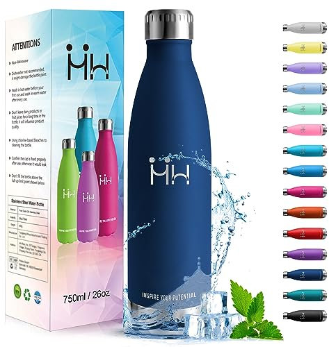 HoneyHolly Trinkflasche Edelstahl - 750ml - Thermosflasche, BPA-Frei, Trinkflasche Sport - Auslaufsicher Wasserflasche,Trinkflasche Kohlensäure Geeignet, Thermoskanne für Fitness, Gym, Fahrrad