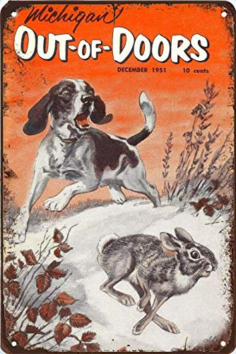 Metallschild im Vintage-Stil, Motiv: Jagd, Hund, Kaninchen, Eisenmalerei, für drinnen und draußen, Zuhause, Bar, Kaffee, Küche, Wanddekoration, 20,3 x 30,5 cm