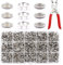 Scettar 250 Sets Druckknopf Set Mit Zange, Metall Druckknöpfe Ohne Nähen, Druckknopf Set Für Diy Basteln Kinderbekleidung Kleidung Taschen Annähen (Silber)