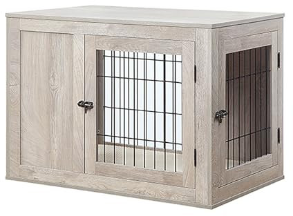 Heavy Duty Dog Crate Table with 2 Doors Dog Crate Furniture Chew-Resistant Dog Kennel Dog House Indoor with Double Doors for Medium/Large/Small Dog Indoor Modern Kennel. ( Color : 2 , Size : 91x58x67c