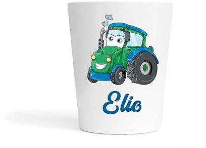 Gobelet Enfant Personnalisé Tracteur Vert – Gobelet Incassable 230ml Sans BPA – Tasse Prénom École ou Crèche – Cadeau Rentrée Scolaire Garçon