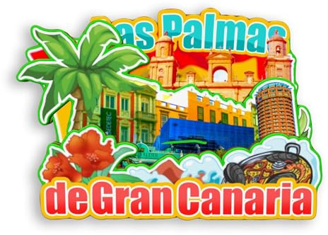 Quwsne Magnete da frigorifero Las Palmas de Gran Canaria Spagna Magnete da frigorifero souvenir di viaggio in città regali turistici 3D classici monumenti artigianali fatti a mano decorazione della