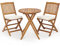 TANGZON Wooden Folding Bistro Set, Outdoor Dining Table and Chairs Set with Slatted Tabletop & Seat, Acacia Wood Garden Furniture Set for Porch Balcony (Vertical Slatted Back,with White Cushions)