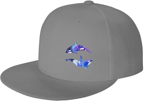 Zltegako Orca Killer Whale Flat Bill Visor Classic Snapback Hat Blank Adjustable Brim High Top Baseball Cap, grau, Einheitsgröße