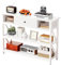 Console Table with Drawer Shelves, Entryway Table with Storage Shelves, Industrial Wood Hallway Sofa Table for Living Room, Couch, Foyer, Kitchen Counter，White