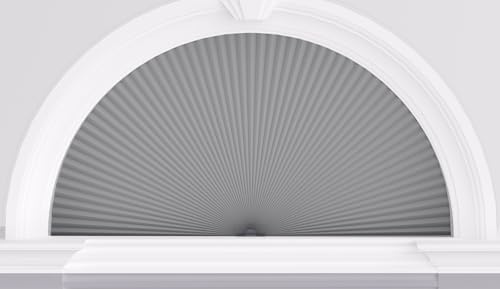 Myshade Bogen-Fensterschutz, halbrund, verdunkelnd, schnurlos, ohne Bohren, für Fenster, Halbmond-Wabenstoff, kein Werkzeug, Raumverdunkelung, einfache Installation, 1 Stück, Grau, 182,9 cm B x 91,4