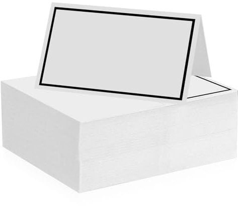 106 Stk Platzkarten, Tischkarten Blanko, Namenskarten zum Beschriften mit Schwarzer Folienrand für Hochzeit, Geburtstag, Kommunion, Taufe, Party, Festival