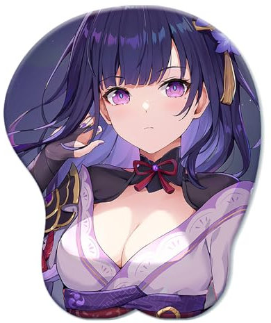 Anime Gaming Genshin Impact Raiden Shogun Tapis de souris de bureau Repose-poignet 3D Tapis de souris en gel de silicone souple antidérapant avec support de poignet AZ5-30