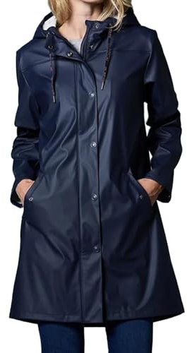 Regenjacke Damen Leicht wasserdichte Outdoor-Jacke Damen Einfarbig Mit Taschen Hut Kordelzug Lange Stormtrooper Windbreaker Top Bluse Damen Hinten Länger