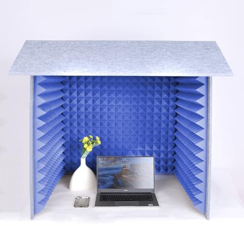 XNXYSMKJ Desktop Noise Isolation Box, Portable Home Recording Studio, Microphone Foam Recording Box (Green) (Blue)