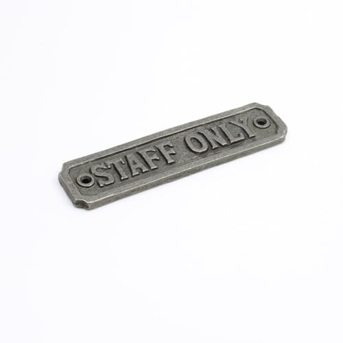 Oakcrafts - Antique Cast Iron Staff Only Sign - 150mm x 37mm - Vintage Inspired Door Plaque with Fixing Screws