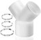 Enenes 3 Way Duct Splitter, ABS Duct Connector for Exhaust Fan Dryer Vent Hose 4 Inch to 3 Inch to 3 Inch Dia Come with 3 Pieces Stainless Steel Hose Clamps (4 Inch to 3 Inch to 3 Inch)