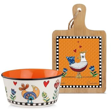 Egan Set tagliere più ciotola Bowl collezione Cocoricò colore arancione