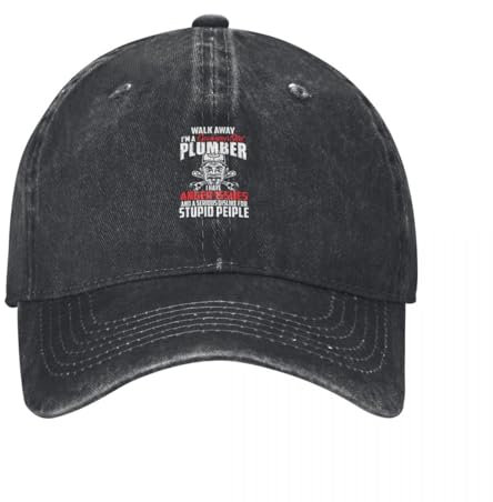 HEBUOUI Schwarze Baseballkappe Männer GEH Weg Ich Bin EIN mürrischer Klempner Ich Habe Wutprobleme. / Lustige Klempner Baseballkappe Marke Mann Kappe Vintage Frauen 2024 Männer Geschenke Männer